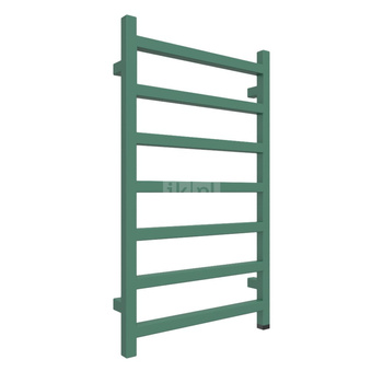 Grzejnik elektryczny TERMA SIMPLE ONE 500 x 840 mm, kolor zielony patynowy RAL6000, moc 300 W, podłączenie E1, kabel spiralny z wtyczką srebrzysty