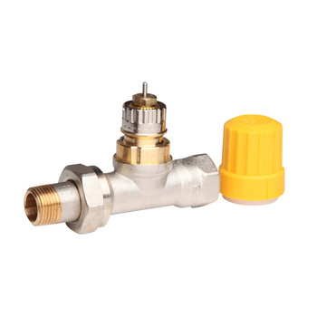 Zawór grzejnikowy termostatyczny DANFOSS prosty z nastawą wstępną (bez ograniczenia skoku), połączenie 3/8'' (niklowanie) biały