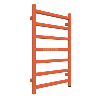 Grzejnik elektryczny TERMA SIMPLE ONE 500 x 840 mm, kolor pomarańczowy drogowy RAL2009, moc 300 W, podłączenie E8, kabel spiralny z wtyczką 2,5m srebrzysty