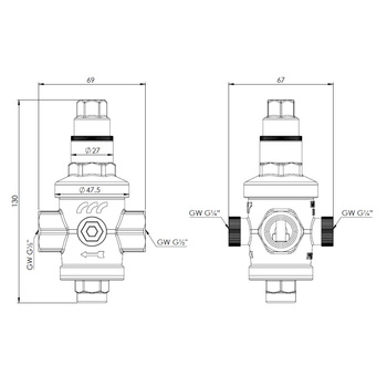 Regulator ciśnienia wody AFRISO BPR, GW 1/2''