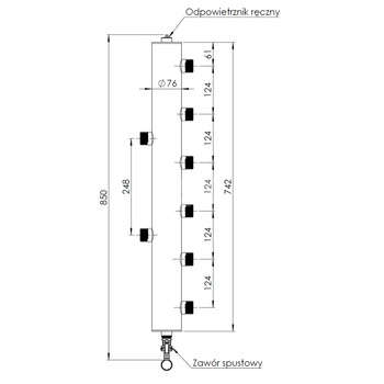 Rozdzielacz do instalacji c.o. AFRISO BLH 890 GZ 1'', 3-obieg. GW 1/2'', max. 70 kW