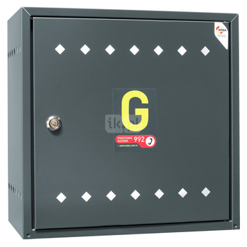 Skrzynka gazowa, 600x600x250, naścienna, metalowa, z płaskim daszkiem - antracytowa