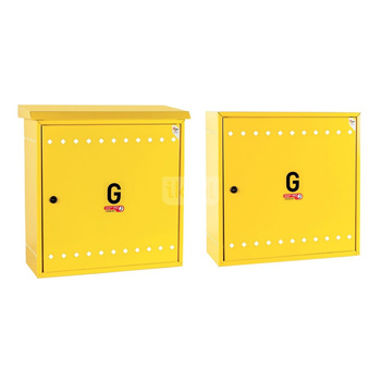 Skrzynka gazowa, 450x450x250, naścienna, metalowa, z płaskim daszkiem - brązowa (na gazomierz G4/G6 bez reduktora)