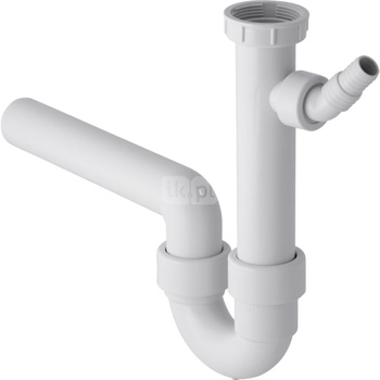 Syfon rurowy Geberit do zlewozmywaka, z łącznikiem kątowym wężyka, wylot poziomy: d=40mm, G=1 1/2″, Biały-alpin