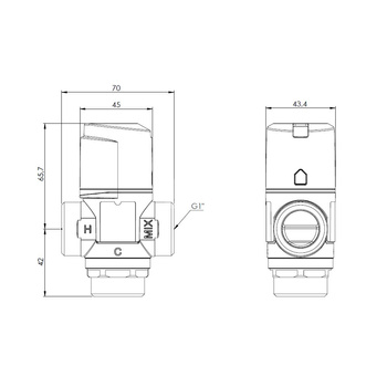 Zawór regulacyjny termostatyczny do wody ciepłej AFRISO ATM 363 mosiądz GZ 1'', DN 20, zakres temp. 35-60'C, Kvs 1.6 m3/h, maksymalna temperatura 90'C, maksymane ciśnienie 10 bar