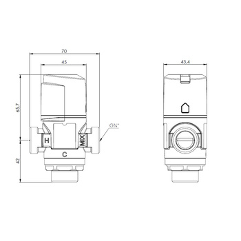Zawór regulacyjny termostatyczny do wody ciepłej AFRISO ATM 343 mosiądz GZ 3/4'', DN 15, zakres temp. 35-60'C, Kvs 1.6 m3/h, maksymalna temperatura 90'C, maksymane ciśnienie 10 bar