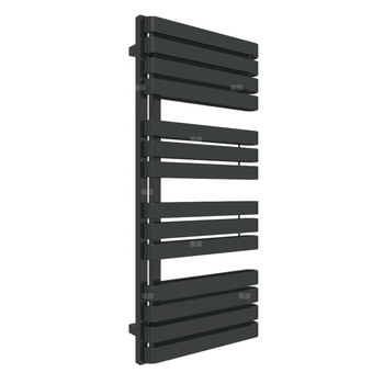 Grzejnik elektryczny TERMA WARP S 500 x 1110 mm, kolor czarny jak kruk soft RAL9005, moc 800 W, podłączenie E1, kabel spiralny z wtyczką