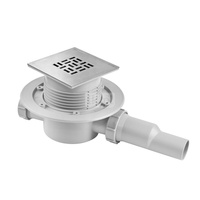 Wpust podłogowy wykonany z ABS z odpływem 40/50mm, czyszczony od góry z zaworem, kratka ze stali nierdzewnej115x115mm