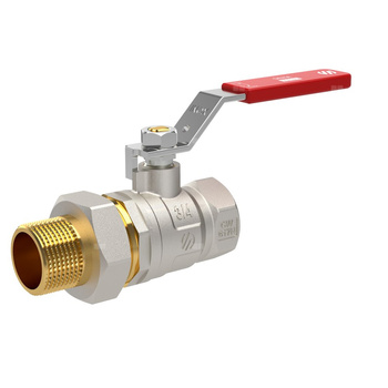 Zawór kulowy SENA VA30 prosty Ni-free, 1 1/2'' GW x 2 GZ, z półśrubunkiem 1 1/2'' , dźwignia INOX