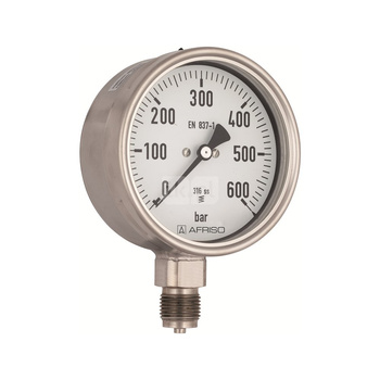 Manometr z rurką Bourdona AFRISO RF chemiczny 0/2,5 bar G1/2B ekscentryczne fi 160 mm, kl. 1,0%