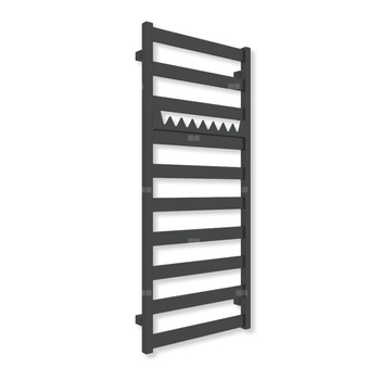 Grzejnik elektryczny TERMA VIVO 1150 x 500 mm, kolor czarny jak kruk soft, moc 400 W, podłączenie E1, kabel prosty bez wtyczki z maskownicą czarny