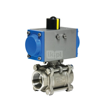 Zawór odcinający kulowy ze stali nierdzewnej, typ PKI gwintowany z napędem pneumatycznym jednostronnego działania, Pnom=5,0MPa, Tmax=180C 2 1/2"