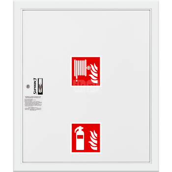 Hydrant DN 25 FIT wnękowy z miejscem na gaśnicę pod zwijadłem, wąż 30 m, zamek patent, RAL 9003