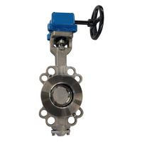 Przepustnica bezkołnierzowa EMARIS z przekładnią ślimakową, dysk: AISI316, wykładzina: PTFE +15% Grafit, korpus: AISI316, Pnom 2,5 MPa, tmax=260 st.C DN 50