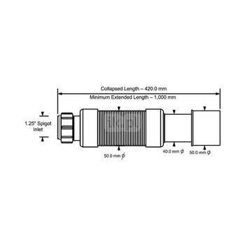 Złączka montażowa harmonijkowa L-1000mm 11/4"x40/50mm