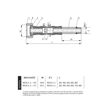 Wąż przyłączeniowy elastyczny PERFEXIM PHA-9145/L DN 8, GW x GZ, 3/4'' x M10, długość 400 mm