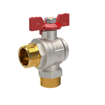 Zawór kulowy SENA VA30 kątowy Ni-free, 3/4GZ x 3/4GZ, pokrętło motylkowe