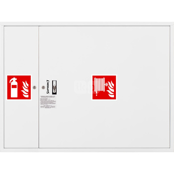 Hydrant DN 25 FIT zawieszany z miejscem na gaśnicę obok zwijadła, wąż 30 m, zamek patent, RAL 9003