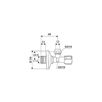 Regulacyjny zawór kątowy COMFORT 1/2"-12mm chrom z ASAG