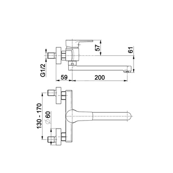 Bateria zlewozmywakowa ścienna KFA Armatura SELEN, kolor chrom, mosiądz