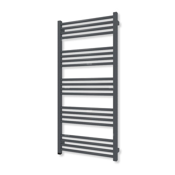 Grzejnik elektryczny TERMA FIONA ONE 1140 x 530 mm, kolor metaliczna czerń, moc 600 W, podłączenie E1, kabel prosty z wtyczką biały