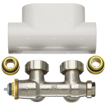 Blok zaworowy Kermi DG z białą pokrywą, z dynamiczną regulacją przepływu