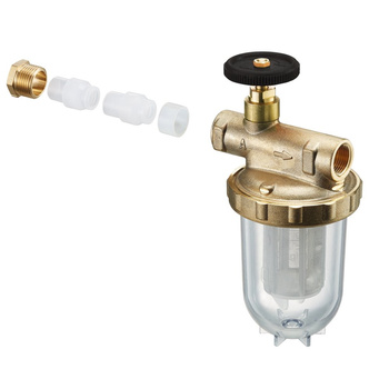 Zestaw Oilpur do systemu 1-rurowego: filtr 2123103 (bez nawrotu, z wkładem Niro 100-150 µm) i złączki zaciskowe Ofix-Oil 2127700