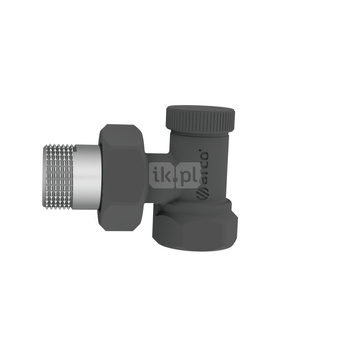 Zawór grzejnikowy ARCO TEIDE PLUS kątowy (kąt prosty), połączenie 1/2'' x 15 czarny