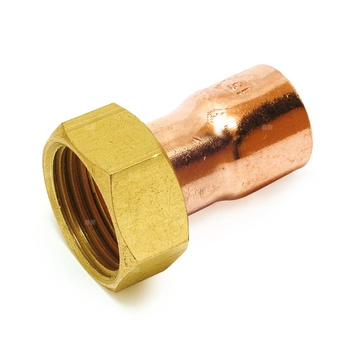 Dwuzłączka prosta miedziana z nakrętką mosiężną pod uszczelkę płaską 18-1/2"