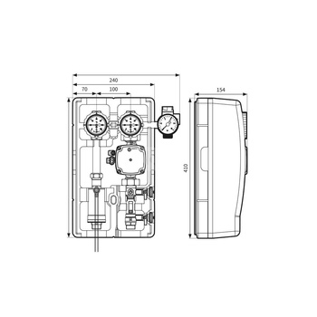 Grupa pompowa AFRISO PrimoSol 130-1 GZ 1'' x 1'', z izolacją, z pompą obiegową Grundfos UPM 3 Solar 25-75/130 mm