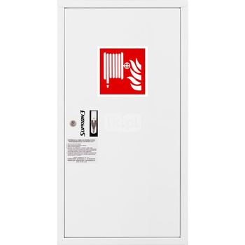 Hydrant DN 33 zawieszany boczny, wąż 20 m, ocynk fasada, zamek patent, RAL 9003 prawy