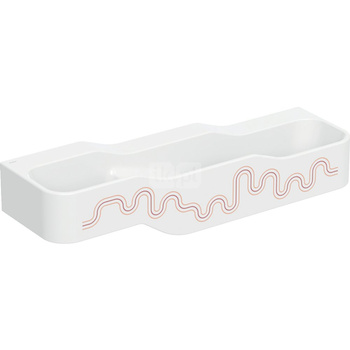 Umywalka GEBERIT Bambini 3-stanowiskowa prostokątna (rynna, elementy dekoracyjne), biała, 1400mm, bez otworu na baterię, bez odpływu przelewowego, półka od ściany