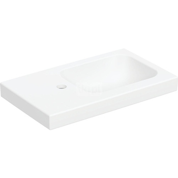 Umywalka GEBERIT iCon Light prostokątna, biała, 530mm, otwór na baterię z lewej, bez odpływu przelewowego, półka z lewej