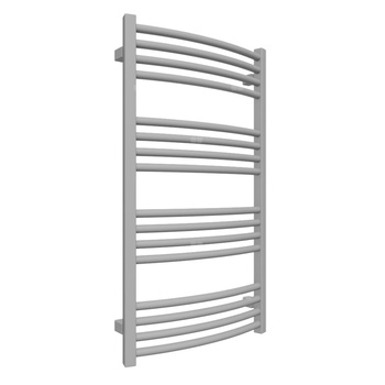 Grzejnik elektryczny TERMA LENA 500 x 900 mm, kolor jasne aluminium RAL9006, moc 400 W, podłączenie E1, kabel spiralny z wtyczką srebrzysty