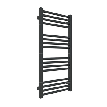 Grzejnik elektryczny TERMA FIONA 430 x 900 mm, kolor czarny głęboki RAL9005, moc 400 W, podłączenie E8, kabel spiralny z wtyczką