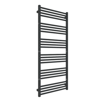 Grzejnik elektryczny TERMA FIONA 600 x 1380 mm, kolor czarny głęboki połysk RAL9005, moc 800 W, podłączenie E1, kabel prosty bez wtyczki srebrzysty