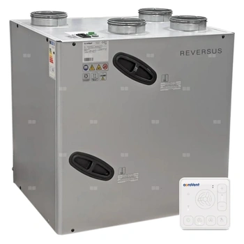 Rekuperator Reversus 600+ z panelem Wi-Fi, z wymiennikiem przeciwprądowym (wydatek 580 m³/h), z by-passem, z uchwytami mocującymi do ściany