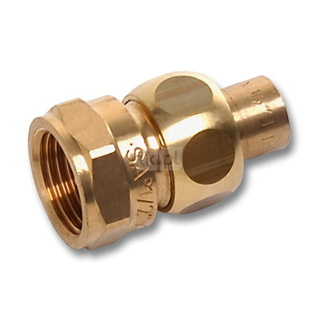 Śrubunek SANHA 4340G trzyczęściowy, brąz, 22 mm x 3/4'' (lut wewnętrzny x GW)