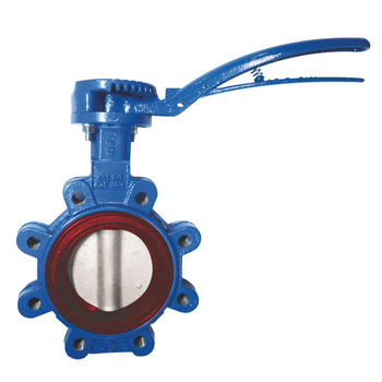 Przepustnica bezkołnierzowa SYLAX z napędem ręcznym dźwigniowym, dysk: AISI316, wykładzina: silikon, korpus: GGG40 epoksyd., Pnom 1,0 MPa, tmax=200 st.C DN 150