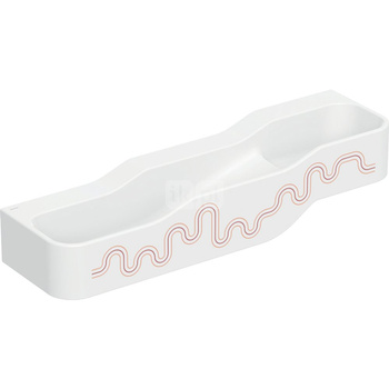 Umywalka GEBERIT Bambini 3-stanowiskowa prostokątna (rynna, elementy dekoracyjne), biała, 1400mm, bez otworu na baterię, bez odpływu przelewowego, półka od ściany