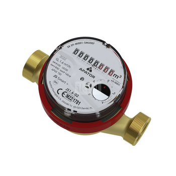 Wodomierz skrzydełkowy JS SMART D+, jednostrumieniowy suchobieżny, w wykonaniu IP65 z pokrywką, przystosowany do optycznego lub indukcyjnego odczytu wskazań (Ti/Ir), do wody ciepłej, JS90 4,0-05 Smart D+, Ti/Ir, R160, DN 20, G 1''