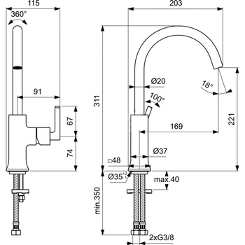 JOY NEO Bateria umywalkowa 1OT REGULAR CHR