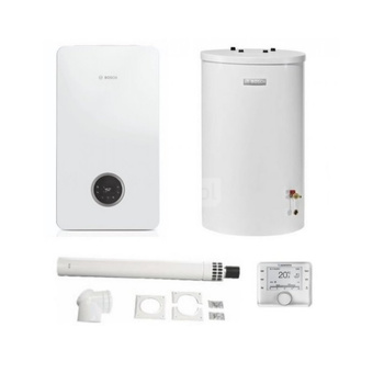 Pakiet - Kocioł gazowy jednofunkcyjny BOSCH TERMOTECHNIKA CONDENS GC2300iW15P kondensacyjny wiszący 16.1 kW+ Zestaw powietrzno-spalinowy2574 (poziomy) + Czujnik c.w.u. + RegulatorCW400 + Zasobnik c.w.uWST120-5O