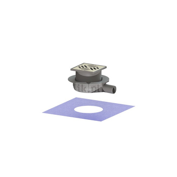 Wpust KESSEL Ultraflat 54 z 1 przyłączem DN 40, odpływ poziomy (zdejmowany), kratka 120x120mm stal nierdzewna