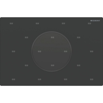 Przycisk uruchamiający Geberit Sigma10 do systemu spłukiwania WC z elektronicznym uruchamianiem spłukiwania, okrągły, z zabezpieczeniem: Płyta: czarny mat, z powłoką easy-to-clean, Pierścień ozdobny: czarny