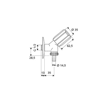 Zawór skośny do urządzeń 1/2"x 3/4' secur