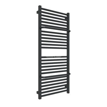 Grzejnik elektryczny TERMA LIMA ONE 500 x 1140 mm, kolor czarny jak kruk RAL9005, moc 600 W, podłączenie E8, kabel spiralny z wtyczką 2,5m czarny