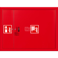 Hydrant DN 25 FIT wnękowy z miejscem na gaśnicę obok zwijadła, wąż 30 m, zamek patent, RAL 3000