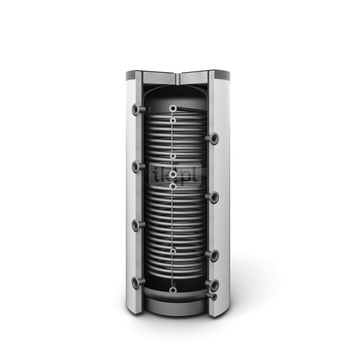 Zbiornik buforowy stojący GALMET SG(B) pojemność 400 l z wężownicą x2, izolacja: pianka poliuretanowa, kolor: skay biały