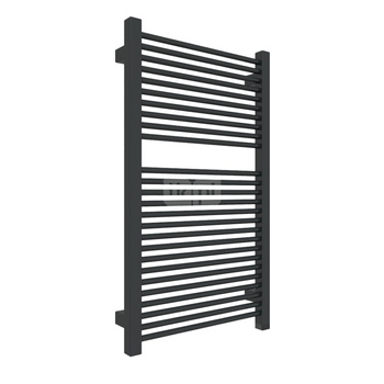 Grzejnik elektryczny TERMA MIKE ONE 430 x 735 mm, kolor czarny jak kruk RAL9005, moc 400 W, podłączenie E8, kabel spiralny z wtyczką 2,5m srebrzysty